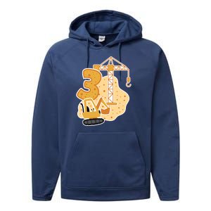 3rd Birthday Construction Performance Fleece Hoodie