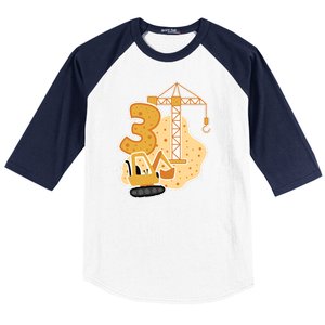 3rd Birthday Construction Baseball Sleeve Shirt