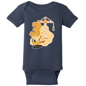 3rd Birthday Construction Baby Bodysuit