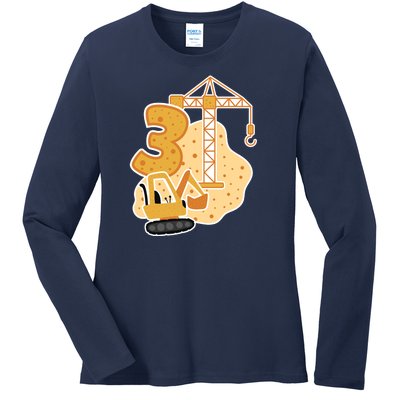 3rd Birthday Construction Ladies Long Sleeve Shirt