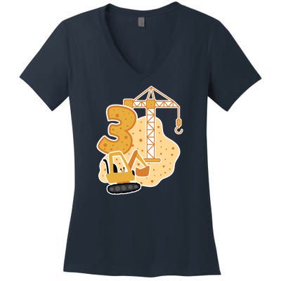 3rd Birthday Construction Women's V-Neck T-Shirt