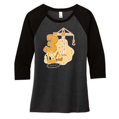 3rd Birthday Construction Women's Tri-Blend 3/4-Sleeve Raglan Shirt