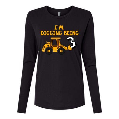 3rd Birthday I'm Digging Being Three Womens Cotton Relaxed Long Sleeve T-Shirt