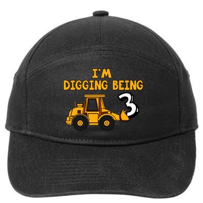 3rd Birthday I'm Digging Being Three 7-Panel Snapback Hat