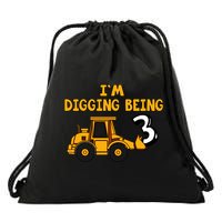 3rd Birthday I'm Digging Being Three Drawstring Bag