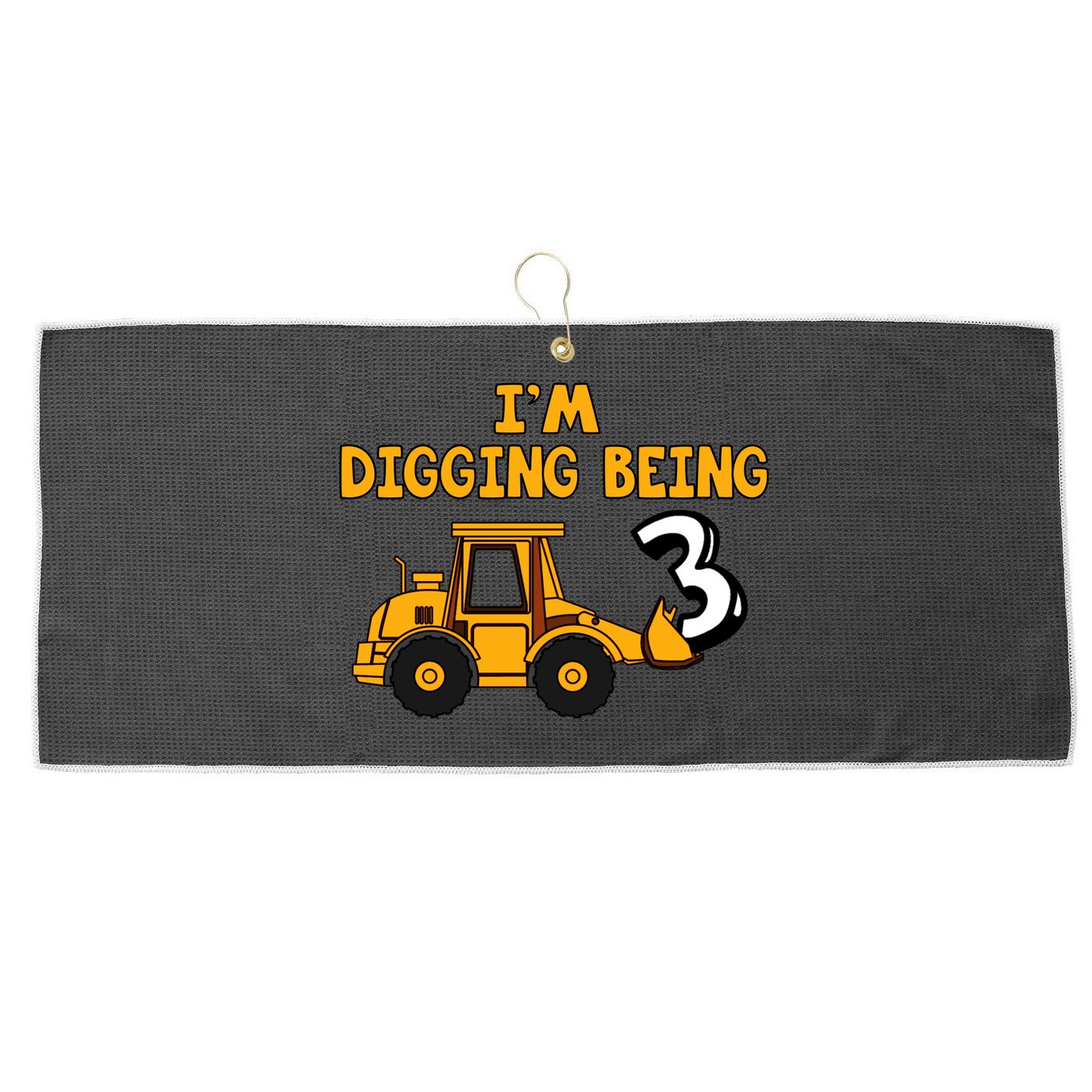 3rd Birthday I'm Digging Being Three Large Microfiber Waffle Golf Towel