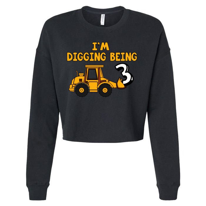 3rd Birthday I'm Digging Being Three Cropped Pullover Crew