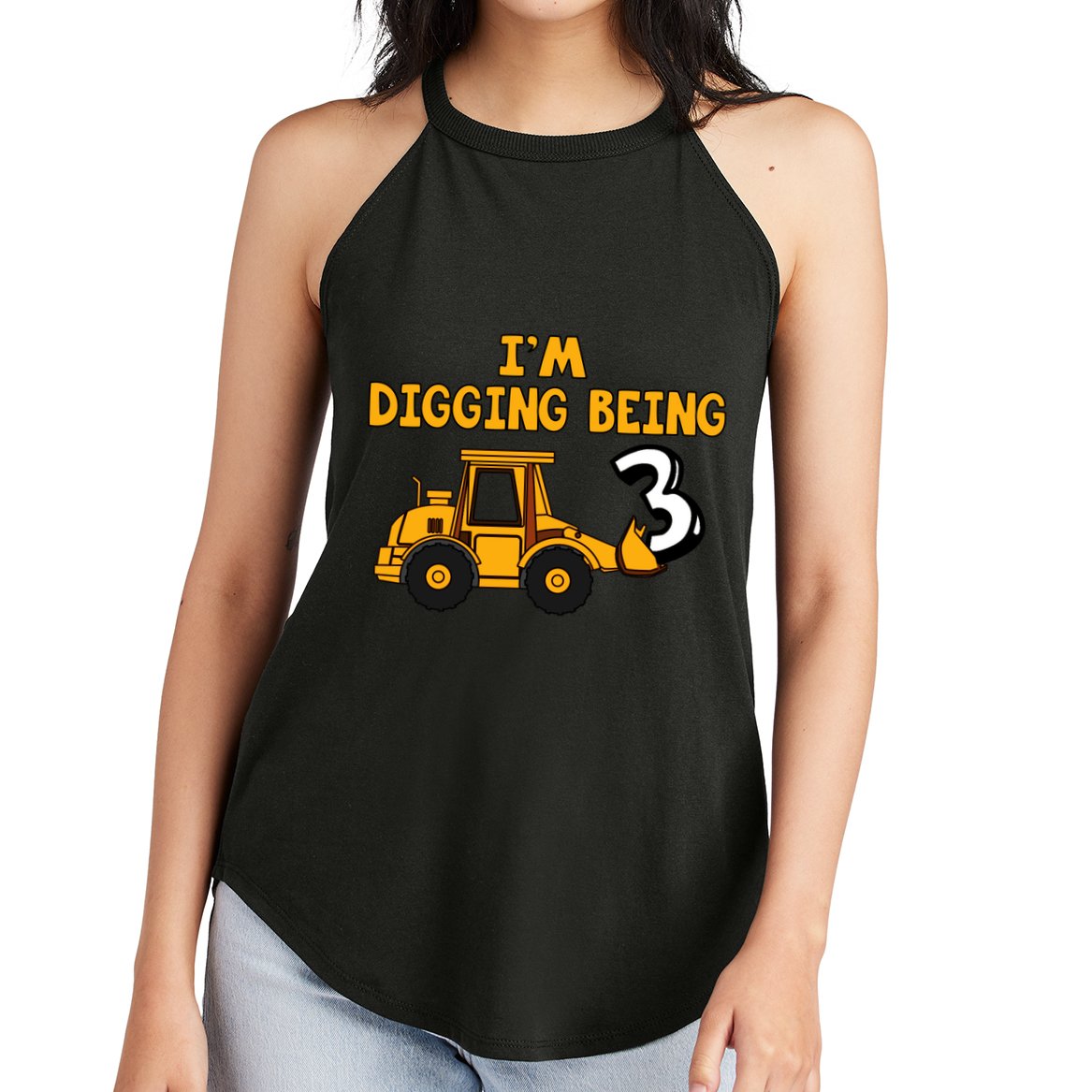 3rd Birthday I'm Digging Being Three Women's Perfect Tri Rocker Tank