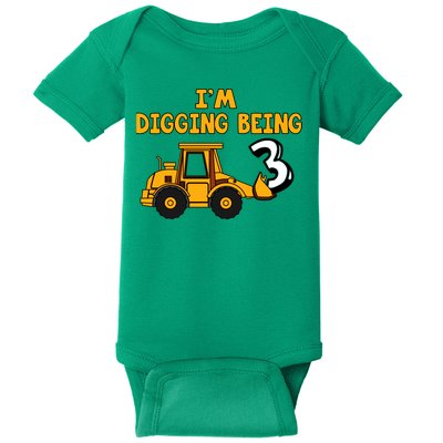 3rd Birthday I'm Digging Being Three Baby Bodysuit