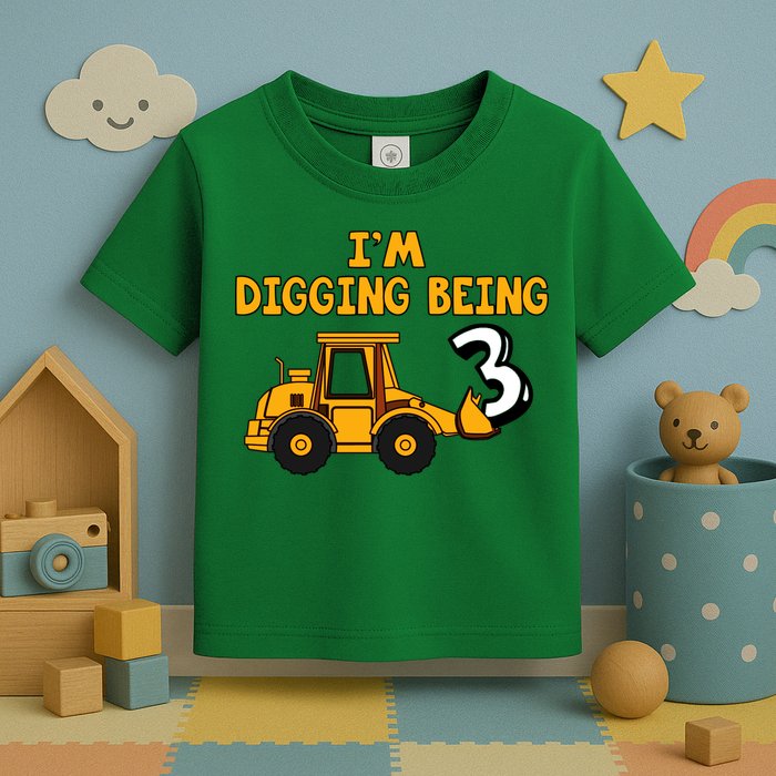 3rd Birthday I'm Digging Being Three Toddler T-Shirt