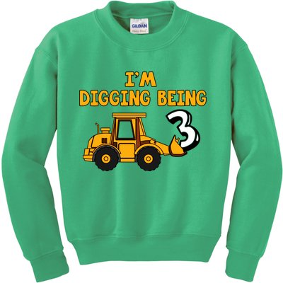3rd Birthday I'm Digging Being Three Kids Sweatshirt