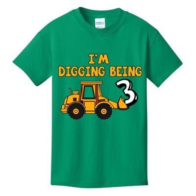 3rd Birthday I'm Digging Being Three Kids T-Shirt