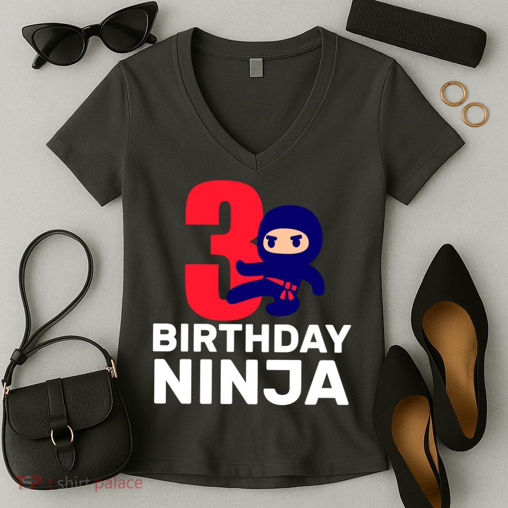 3rd Birthday Ninja  Women's V-Neck T-Shirt