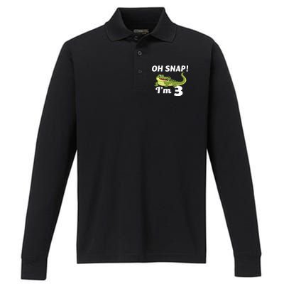 3rd Birthday Oh Snap Im 3 Performance Long Sleeve Polo