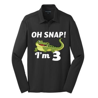 3rd Birthday Oh Snap Im 3 Silk Touch Performance Long Sleeve Polo