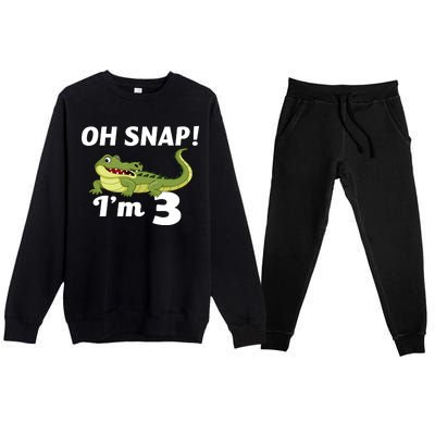 3rd Birthday Oh Snap Im 3 Premium Crewneck Sweatsuit Set