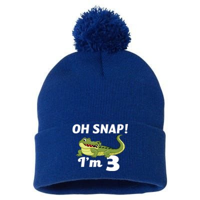 3rd Birthday Oh Snap Im 3 Pom Pom 12in Knit Beanie