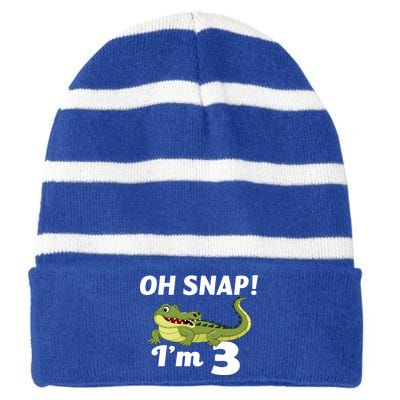 3rd Birthday Oh Snap Im 3 Striped Beanie with Solid Band