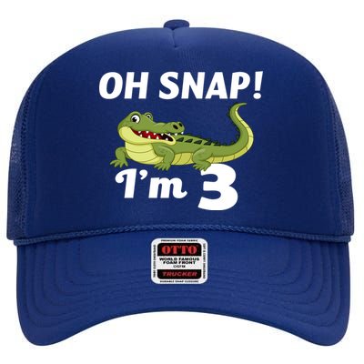 3rd Birthday Oh Snap Im 3 High Crown Mesh Back Trucker Hat