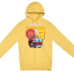 3rd Birthday This Little Firefighter Is Three Premium Pullover Hoodie