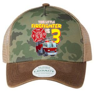 3rd Birthday This Little Firefighter Is Three Legacy Tie Dye Trucker Hat