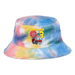 3rd Birthday This Little Firefighter Is Three Tie Dye Newport Bucket Hat