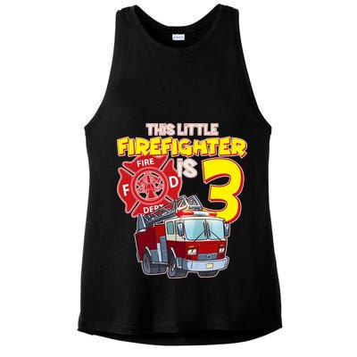3rd Birthday This Little Firefighter Is Three Ladies PosiCharge Tri-Blend Wicking Tank