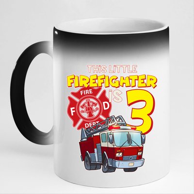 3rd Birthday This Little Firefighter Is Three 11oz Black Color Changing Mug