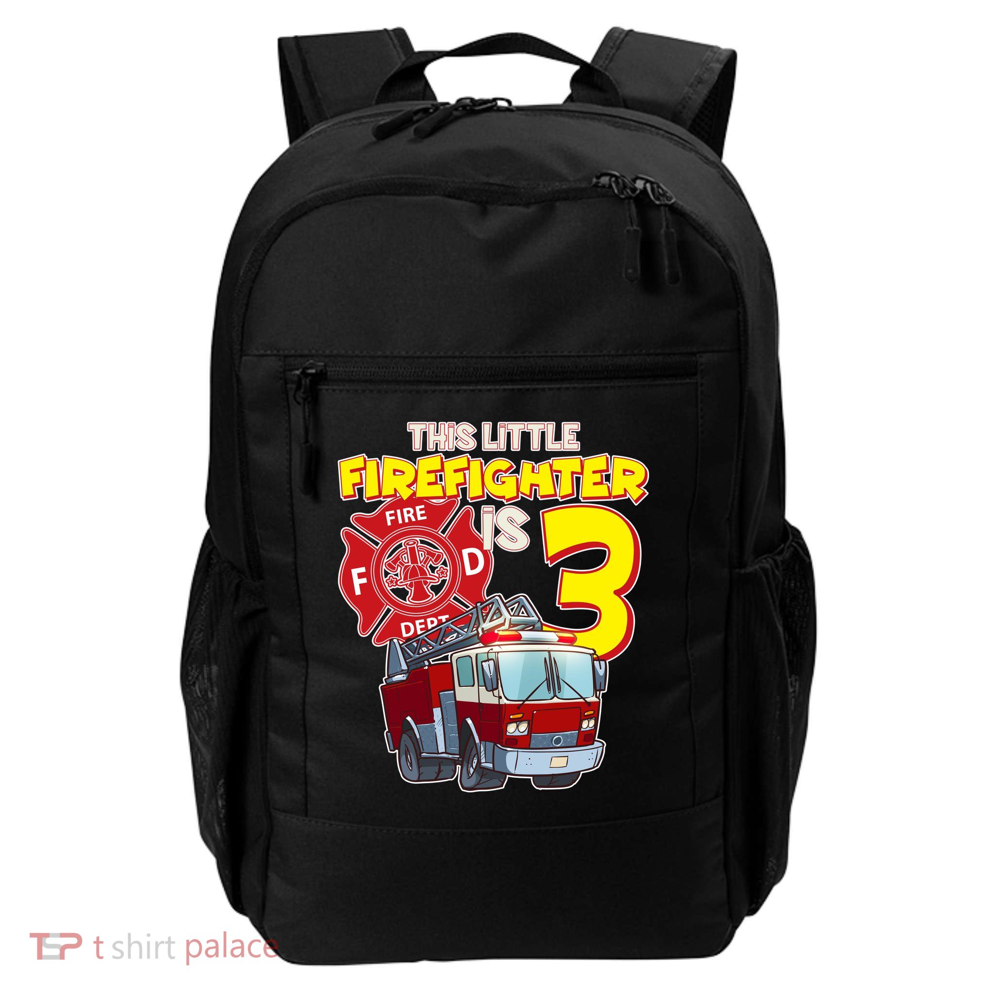 3rd Birthday This Little Firefighter Is Three Backpack