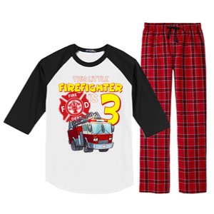 3rd Birthday This Little Firefighter Is Three Raglan Sleeve Pajama Set