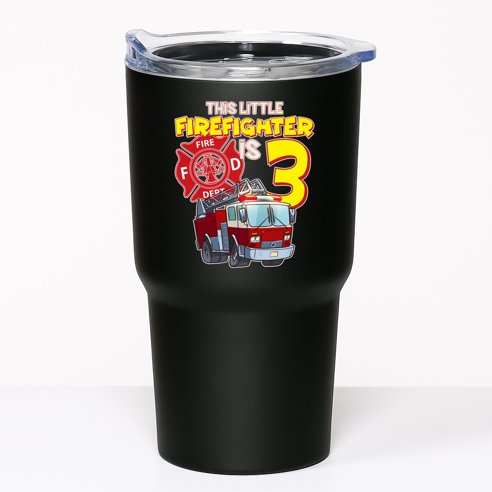 3rd Birthday This Little Firefighter Is Three Tumbler
