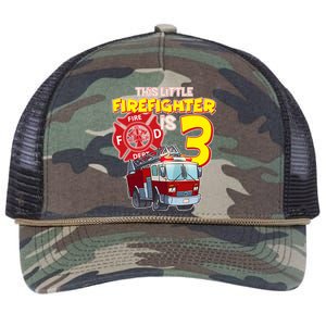 3rd Birthday This Little Firefighter Is Three Retro Rope Trucker Hat Cap