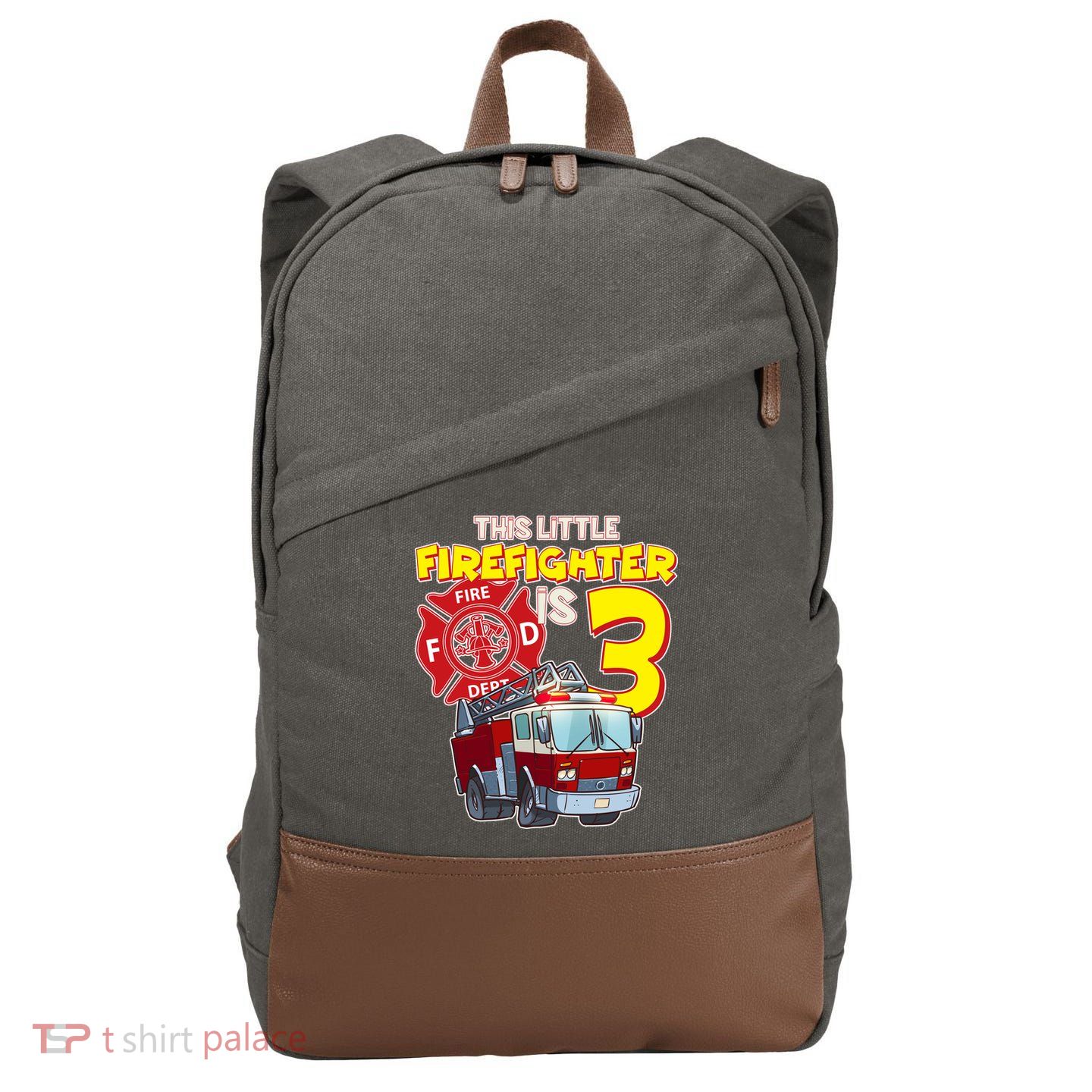 3rd Birthday This Little Firefighter Is Three Cotton Canvas Backpack