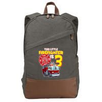 3rd Birthday This Little Firefighter Is Three Cotton Canvas Backpack