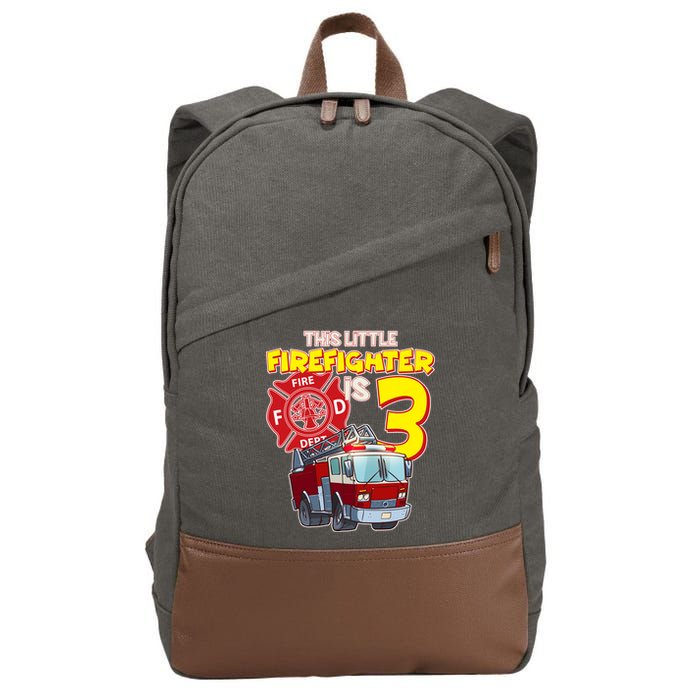 3rd Birthday This Little Firefighter Is Three Cotton Canvas Backpack