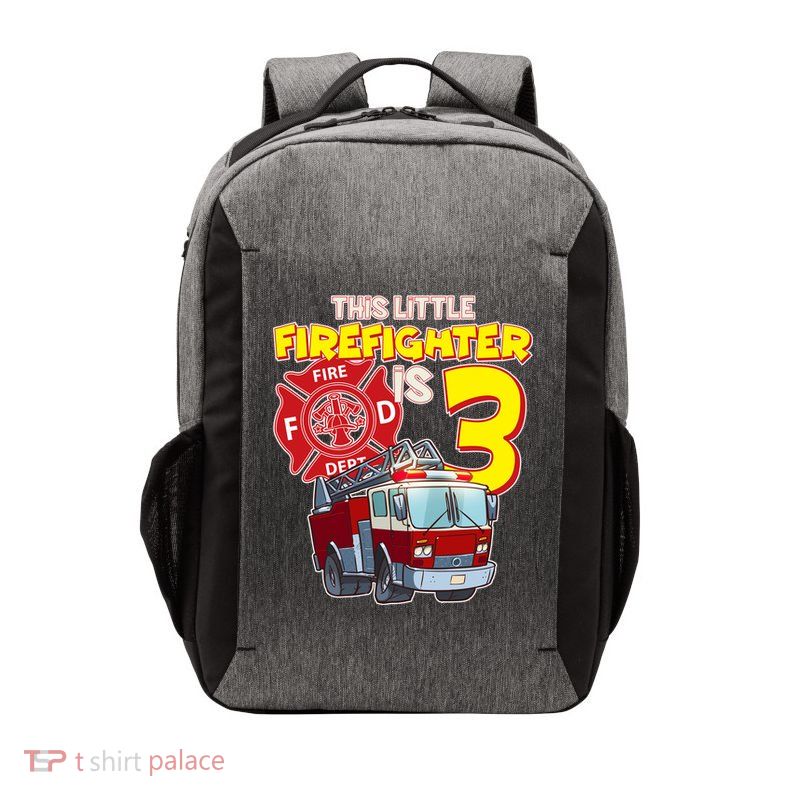 3rd Birthday This Little Firefighter Is Three Vector Backpack