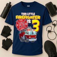 3rd Birthday This Little Firefighter Is Three Performance Shirt