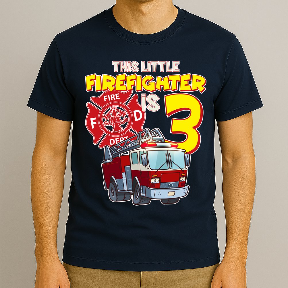 3rd Birthday This Little Firefighter Is Three T-Shirt