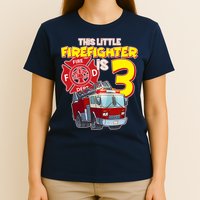 3rd Birthday This Little Firefighter Is Three T-Shirt