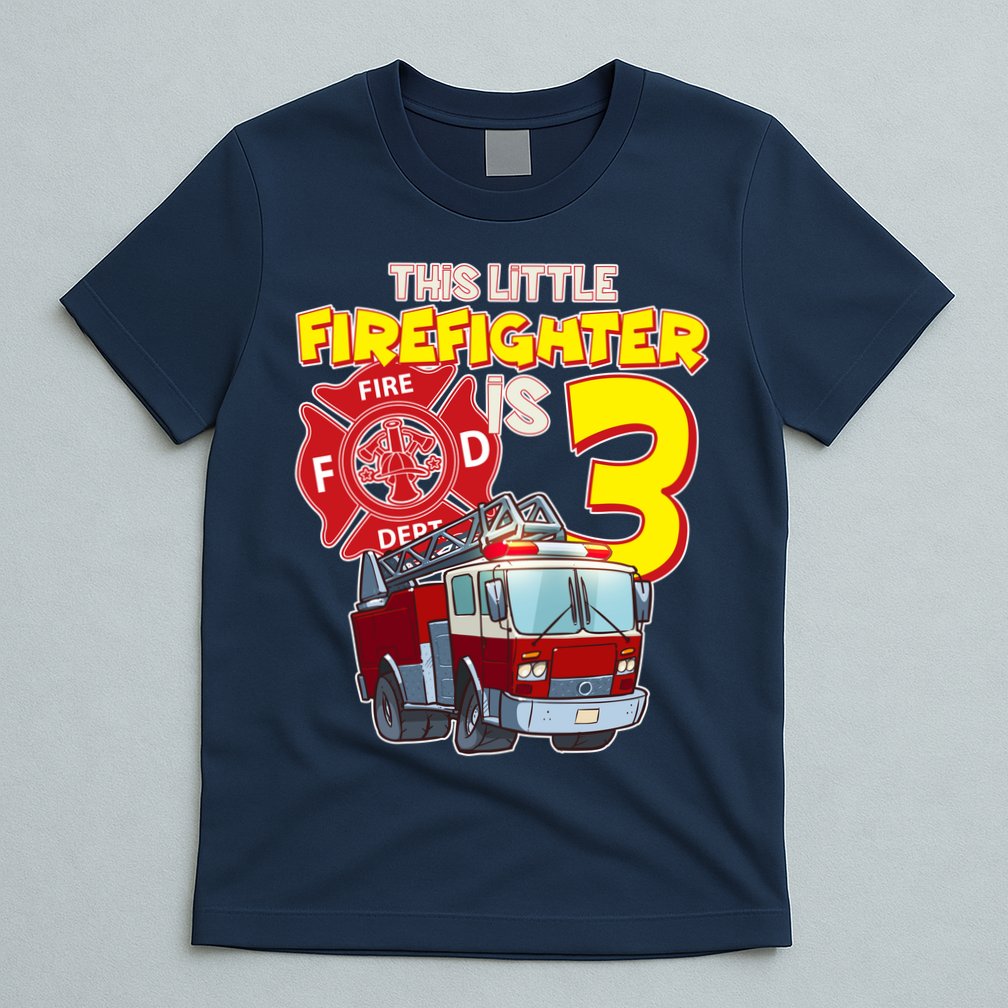 3rd Birthday This Little Firefighter Is Three T-Shirt