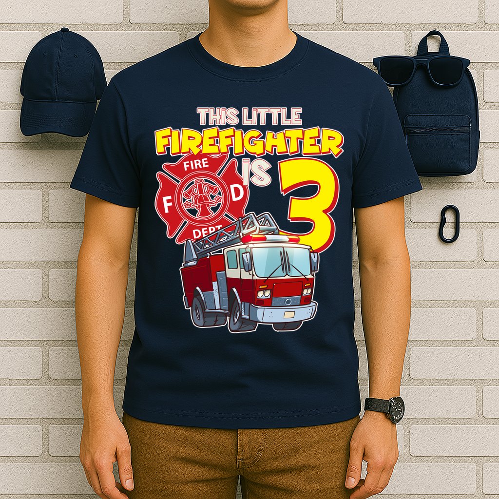 3rd Birthday This Little Firefighter Is Three T-Shirt
