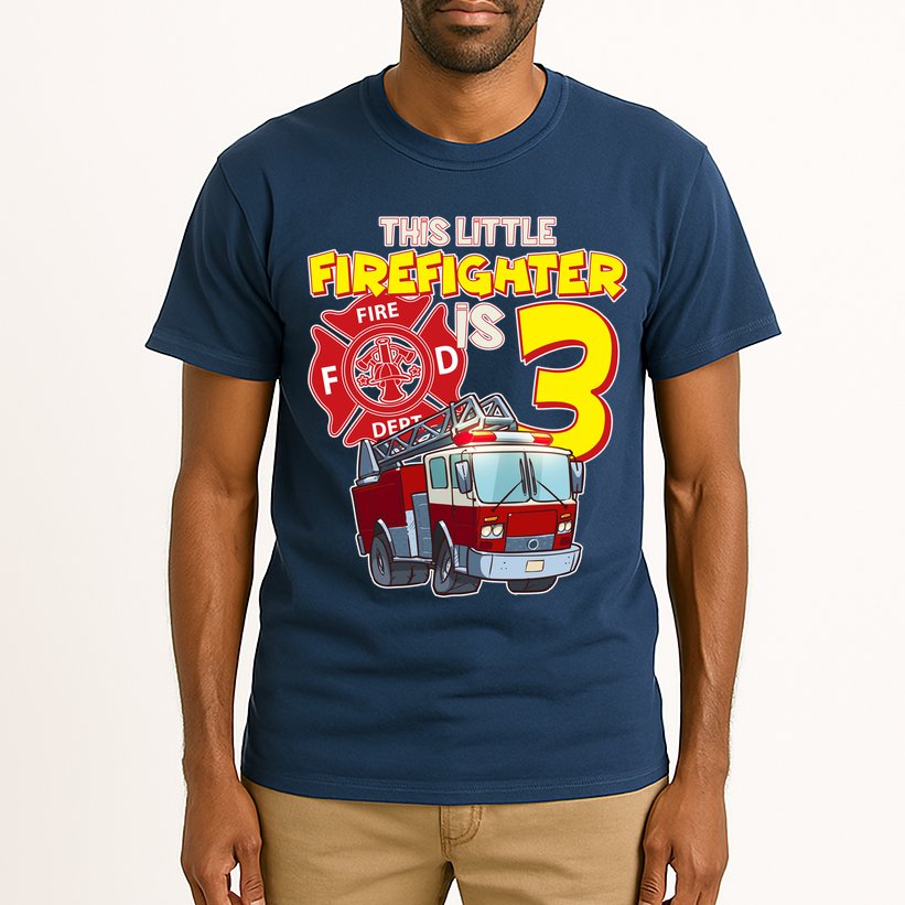 3rd Birthday This Little Firefighter Is Three Tall T-Shirt