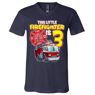 3rd Birthday This Little Firefighter Is Three V-Neck T-Shirt