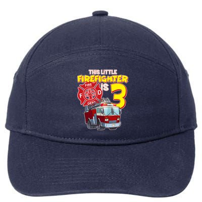 3rd Birthday This Little Firefighter Is Three 7-Panel Snapback Hat