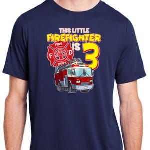 3rd Birthday This Little Firefighter Is Three Adult ChromaSoft Performance T-Shirt