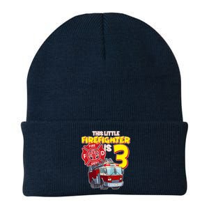 3rd Birthday This Little Firefighter Is Three Knit Cap Winter Beanie