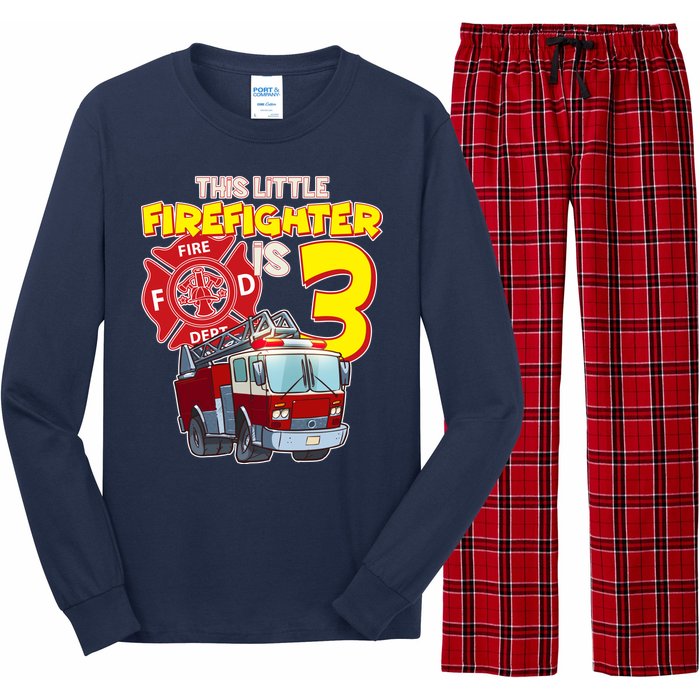 3rd Birthday This Little Firefighter Is Three Long Sleeve Pajama Set