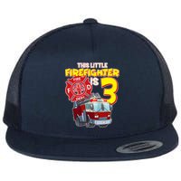 3rd Birthday This Little Firefighter Is Three Flat Bill Trucker Hat