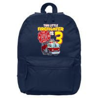 3rd Birthday This Little Firefighter Is Three 16 in Basic Backpack