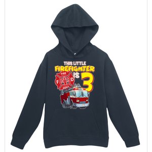 3rd Birthday This Little Firefighter Is Three Urban Pullover Hoodie